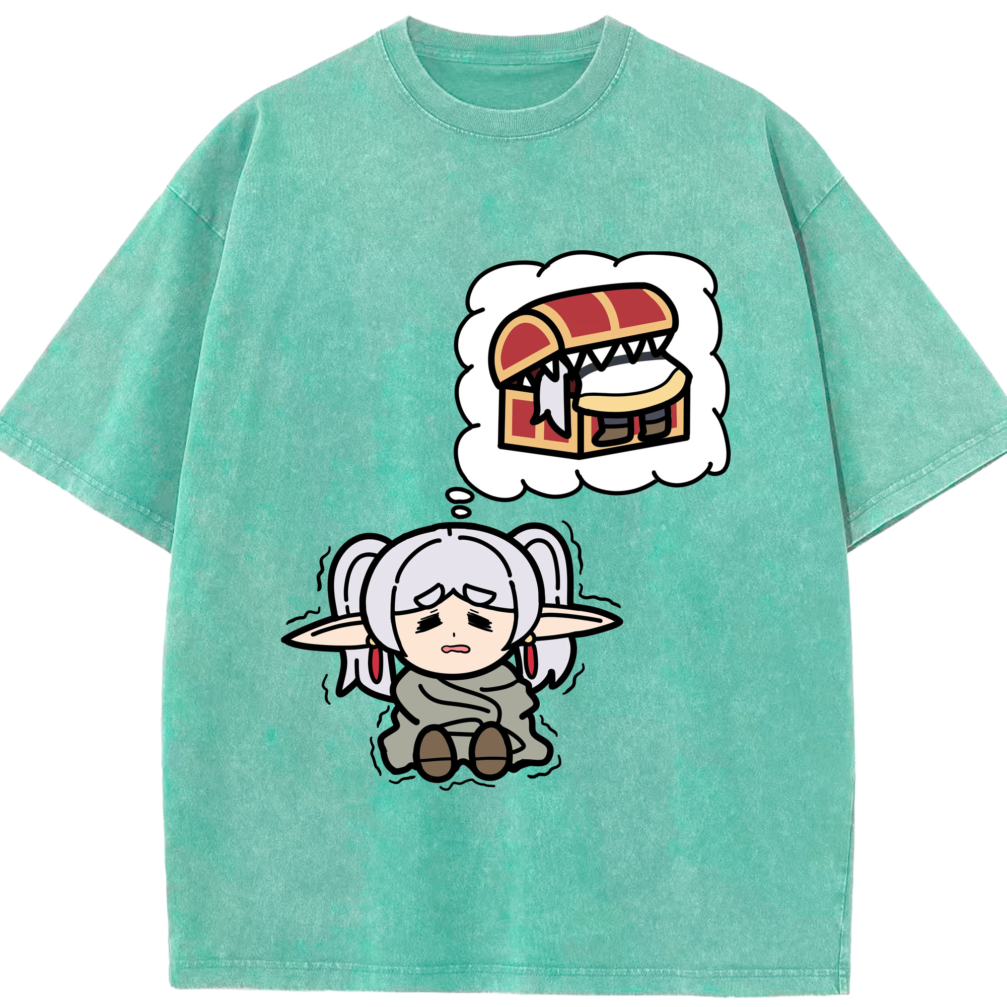 （画像用） 葬送のフリーレン Frieren 綿100% ヴィンテージ風 半袖Tシャツ（フロントプリント）